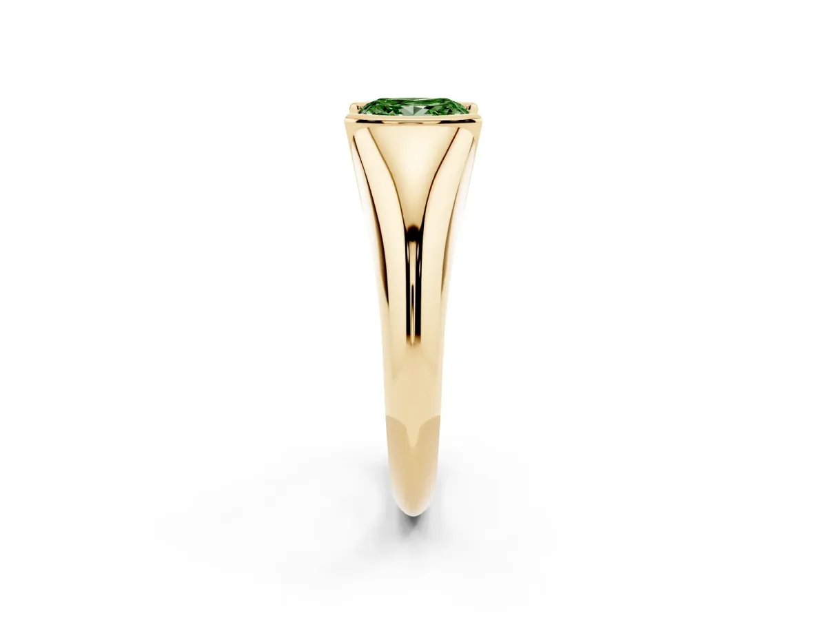 Fancy Green Princess Cut Solitaire Tension Set Diamond Ring Yellow gold