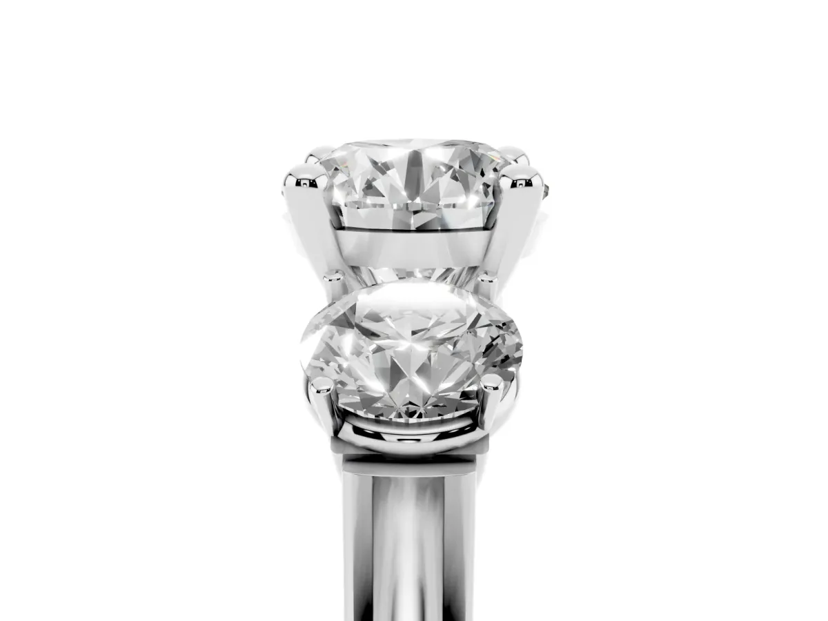 Three-Stone Round Cut Brilliant Diamond Trellis Ring with Comfort Fit Band White gold