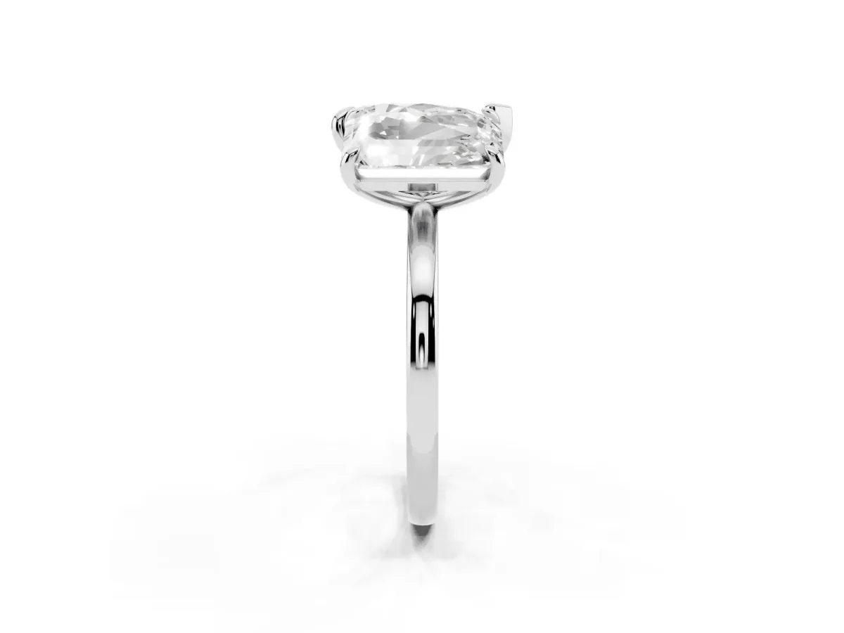 Pear and Radiant Toi Moi Ring with Prong Setting and Plain Band Silver
