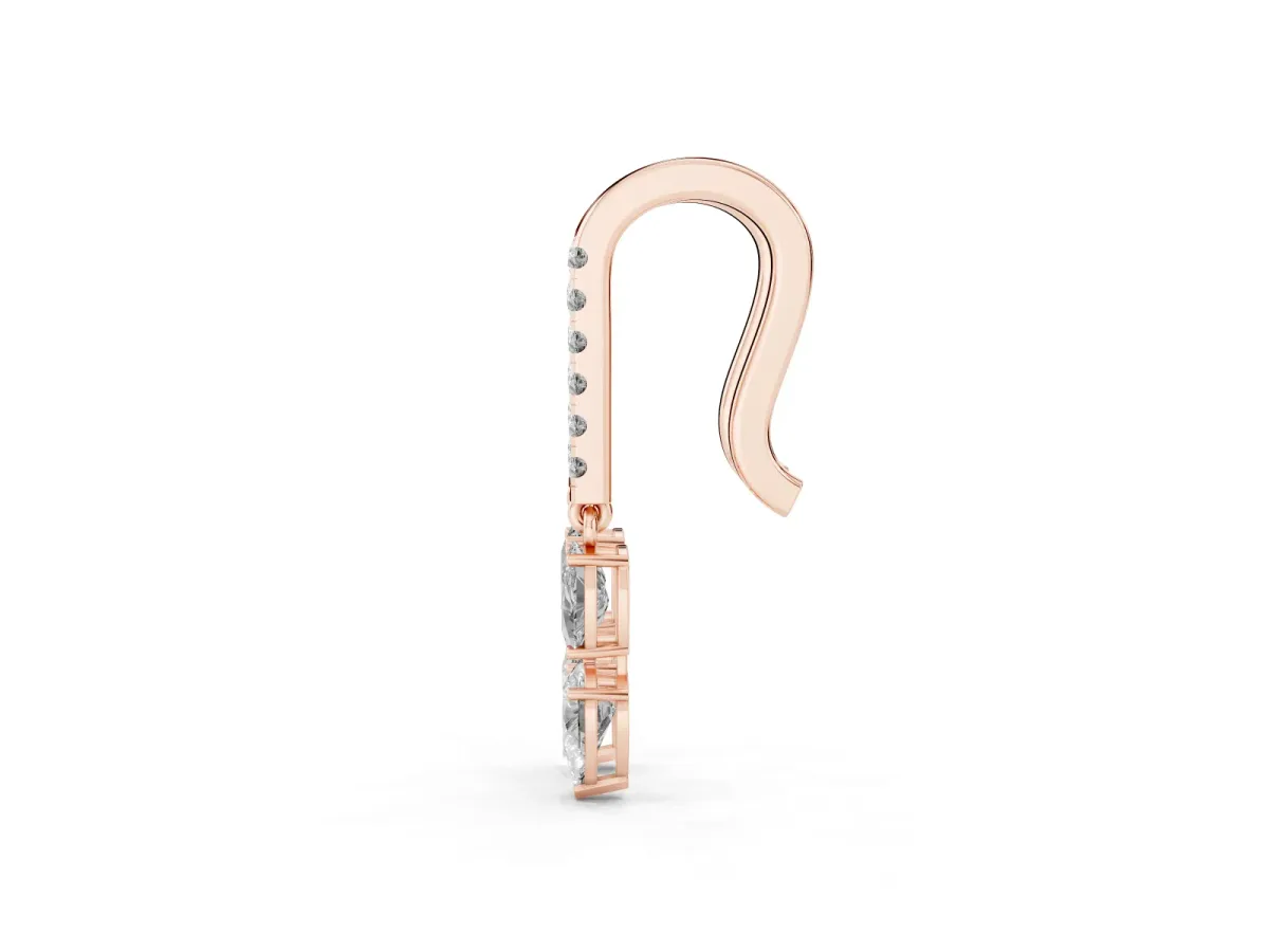 Cushion Cut Diamond Multi-Shape Drop Earrings Rose gold