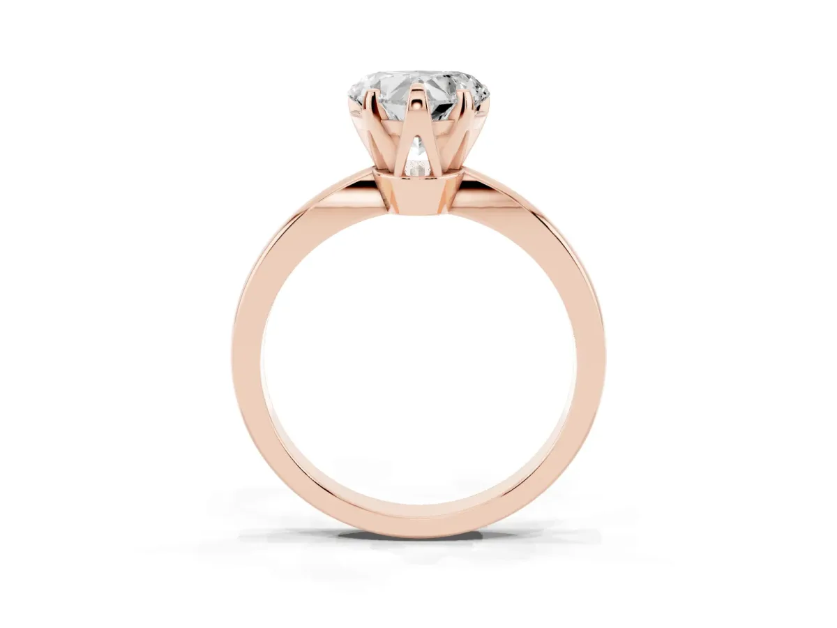 Heart Cut Solitaire Engagement Ring with Six-Prong Setting and Tapered Band Rose gold
