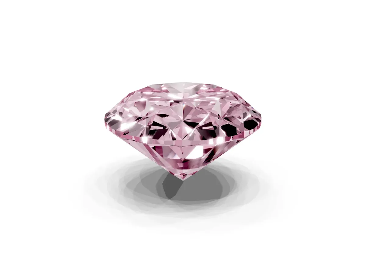 Fancy Pink Oval Cut Diamond Solitaire Ring with Prong Setting and Pavé Band Yellow gold
