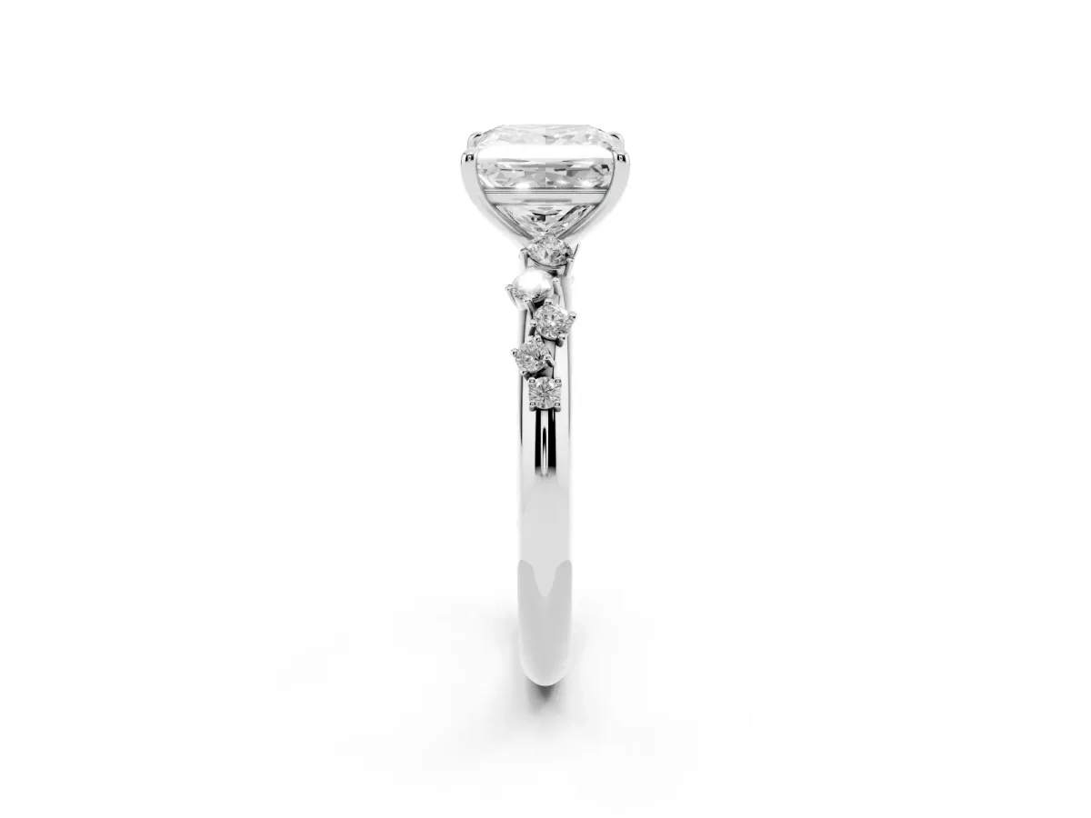 Princess Cut Diamond Cluster Prong-Set Solitaire Ring Silver