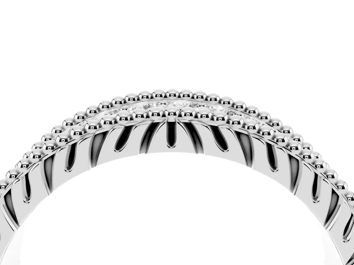 Round Cut Diamond Pave Eternity Band with Bead Prong Setting Platinum