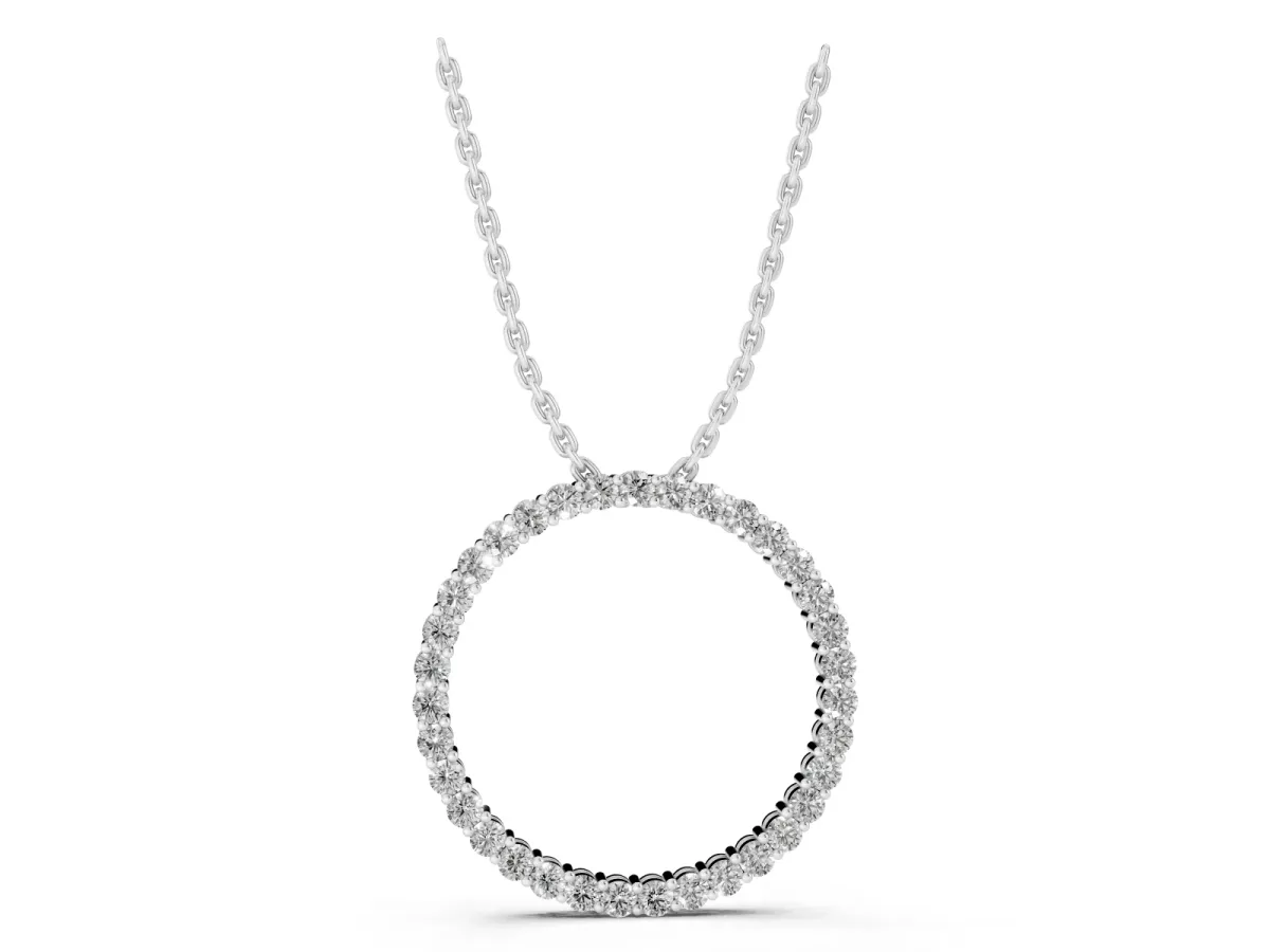 Round Diamond Eternity Pendant with Prong Setting Silver