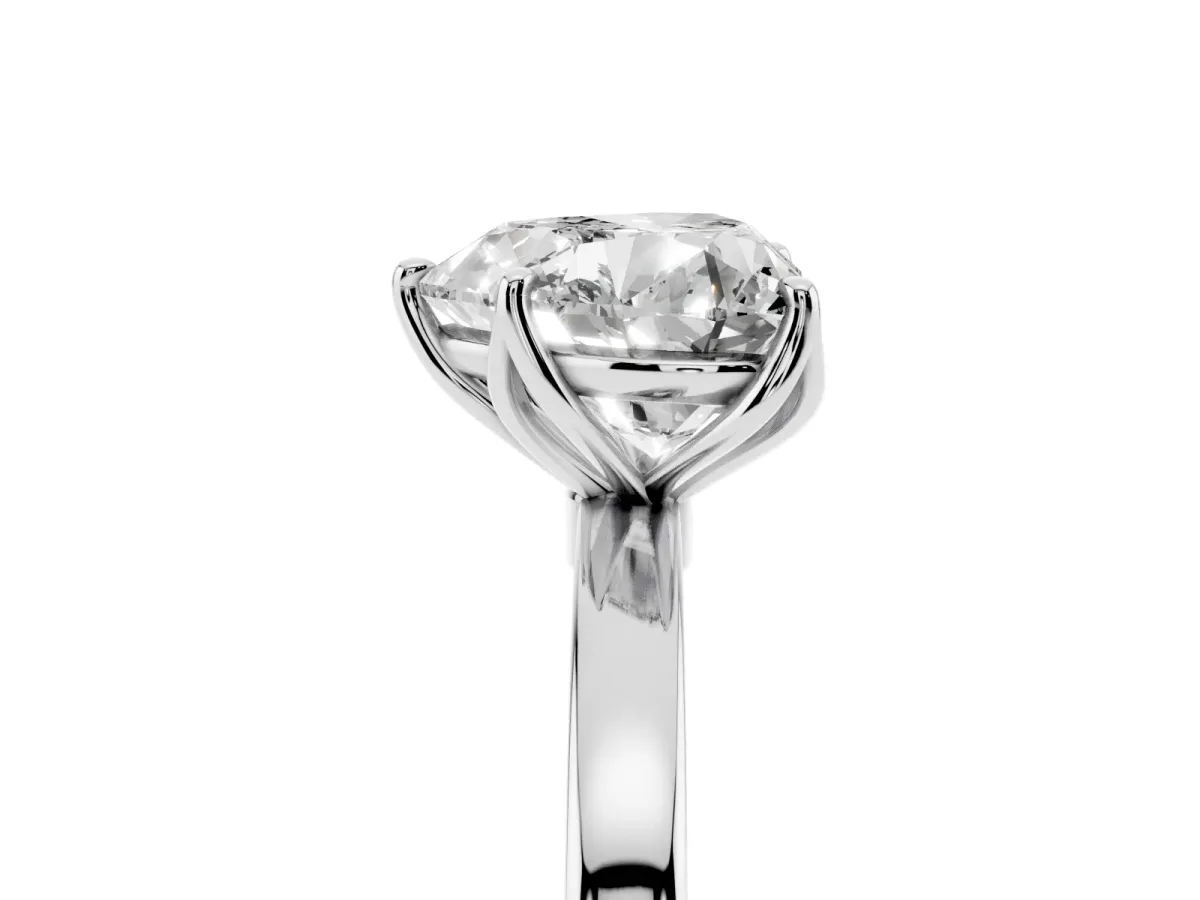 Heart Cut Diamond Solitaire Ring with Thin Band and Prong Setting Silver