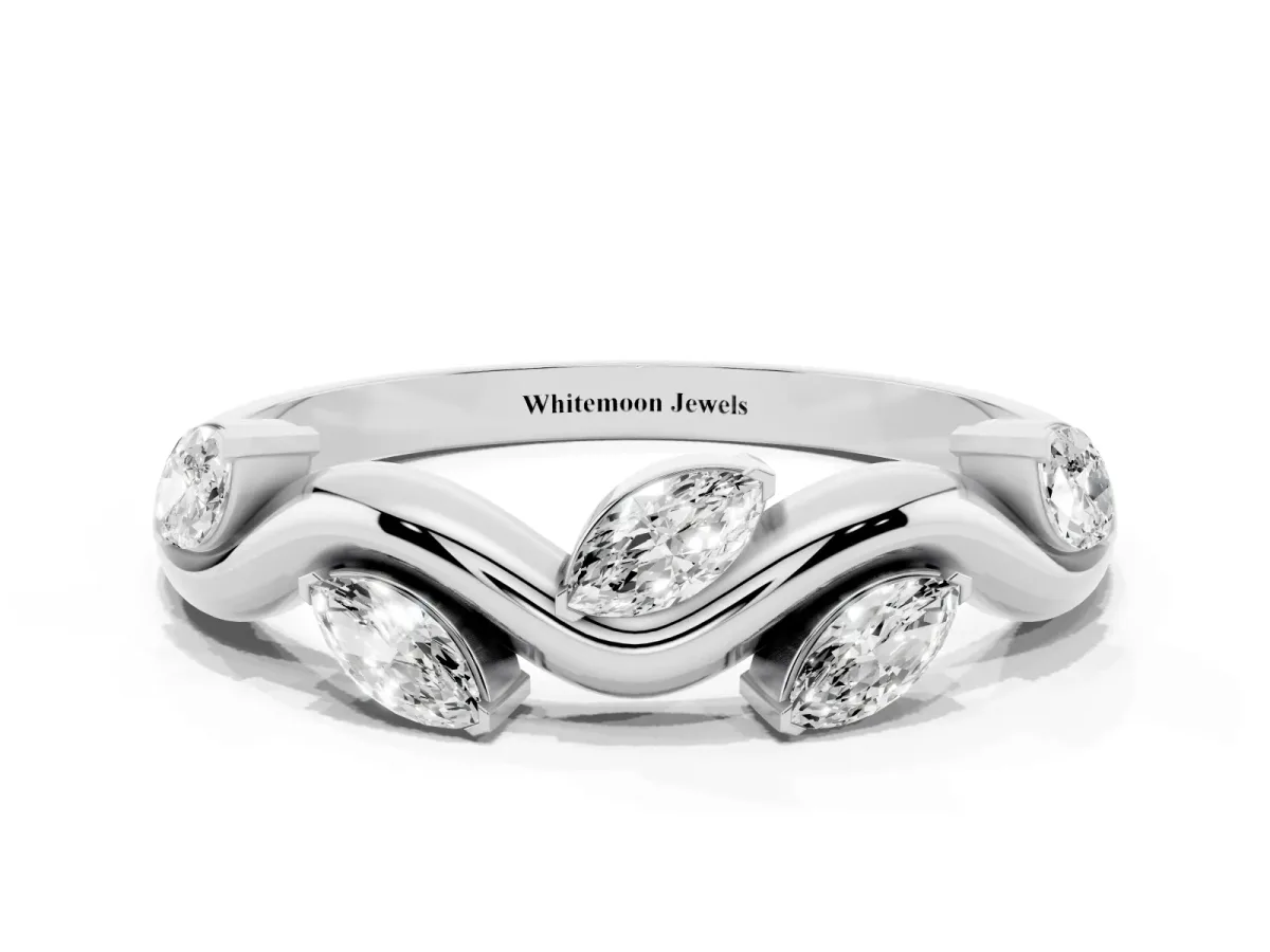 Marquise Diamond Twisted Band with Prong Setting Silver