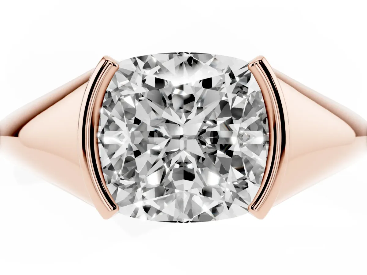 Cushion Cut Solitaire Tension Set Diamond Ring Rose gold