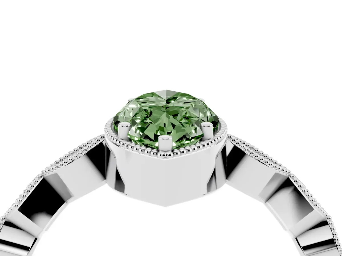 Fancy Green Marquise Cut Milgrain Marquise Diamond Twist Band Ring Silver