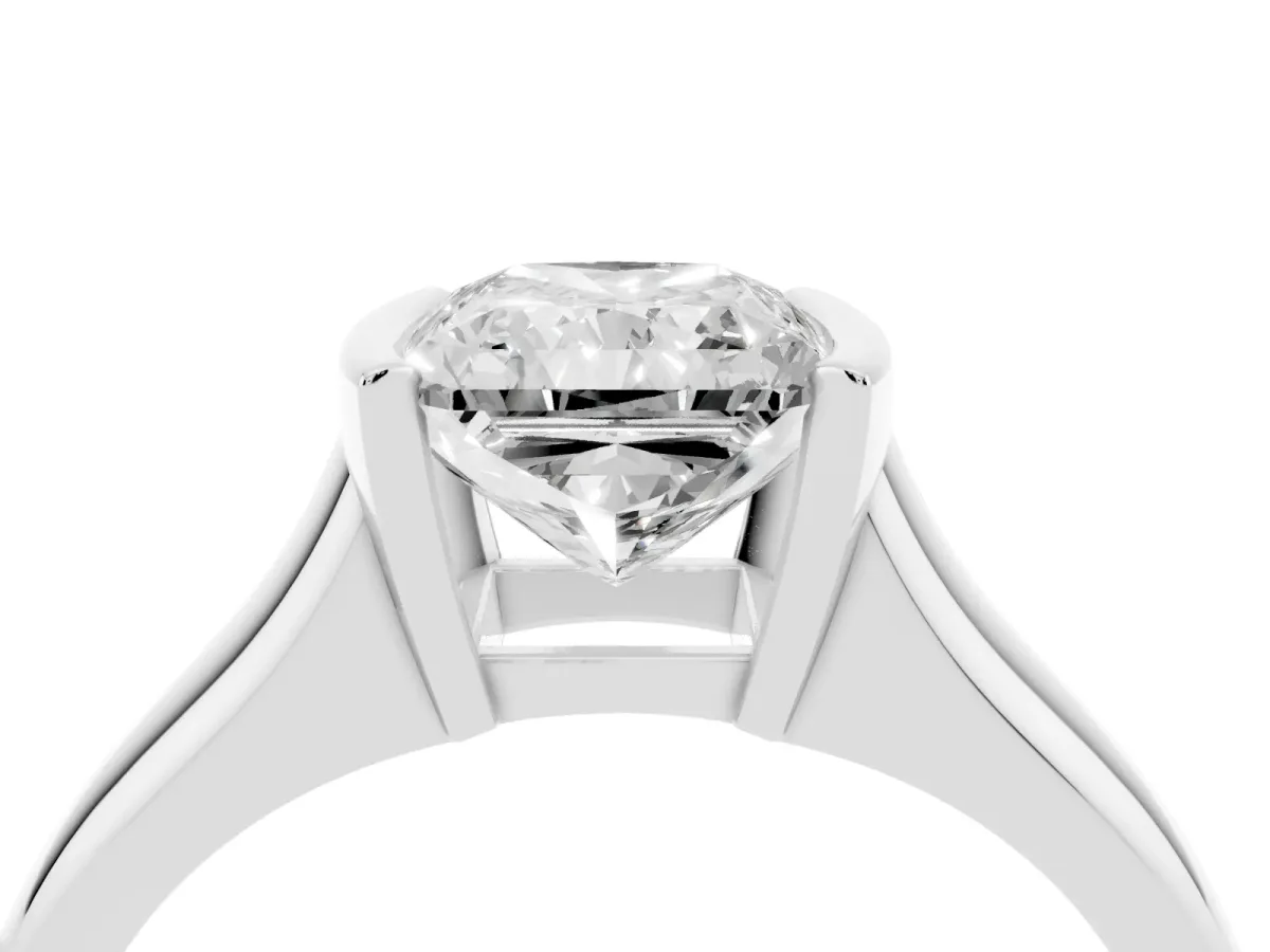 Radiant Cut Solitaire Tension Set Diamond Ring with Split Shank Band Platinum