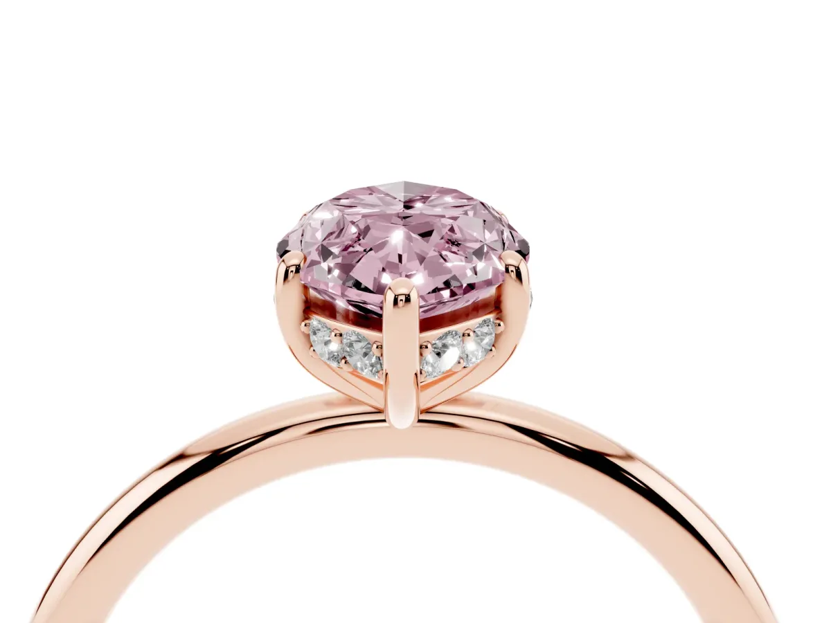 Fancy Pink Marquise Cut Solitaire Diamond Ring with a Classic Band and Four-Prong Setting Rose gold