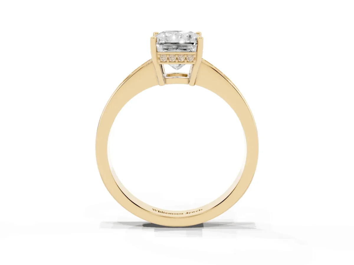 Radiant Cut Solitaire Pavé Band Prong Setting Ring Yellow gold