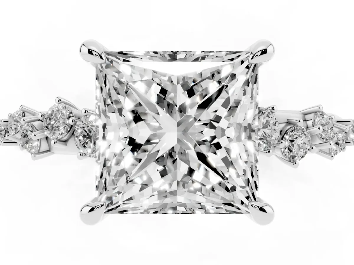 Princess Cut Cut Diamond Vine Band with Four-Prong Setting Platinum