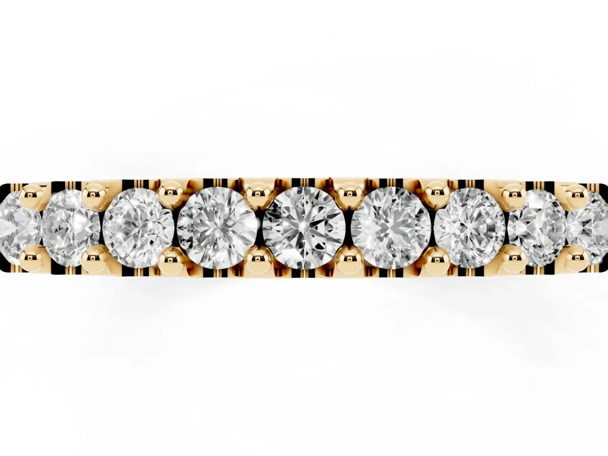 Round Diamond Pavé Set Half Eternity Band Yellow gold
