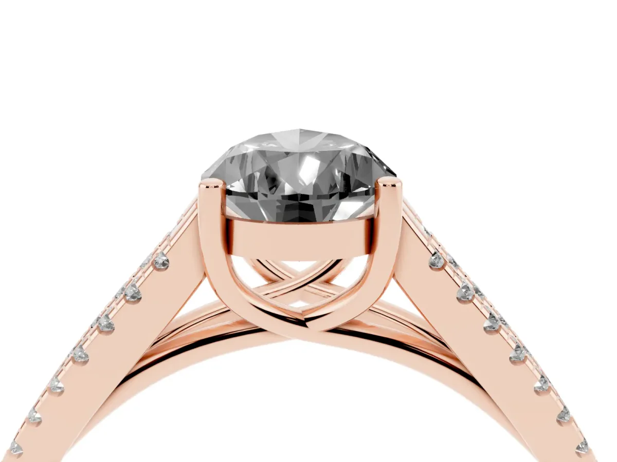 Fancy Black Pear Cut Diamond Solitaire Engagement Ring with Split Shank Pavé Band Rose gold