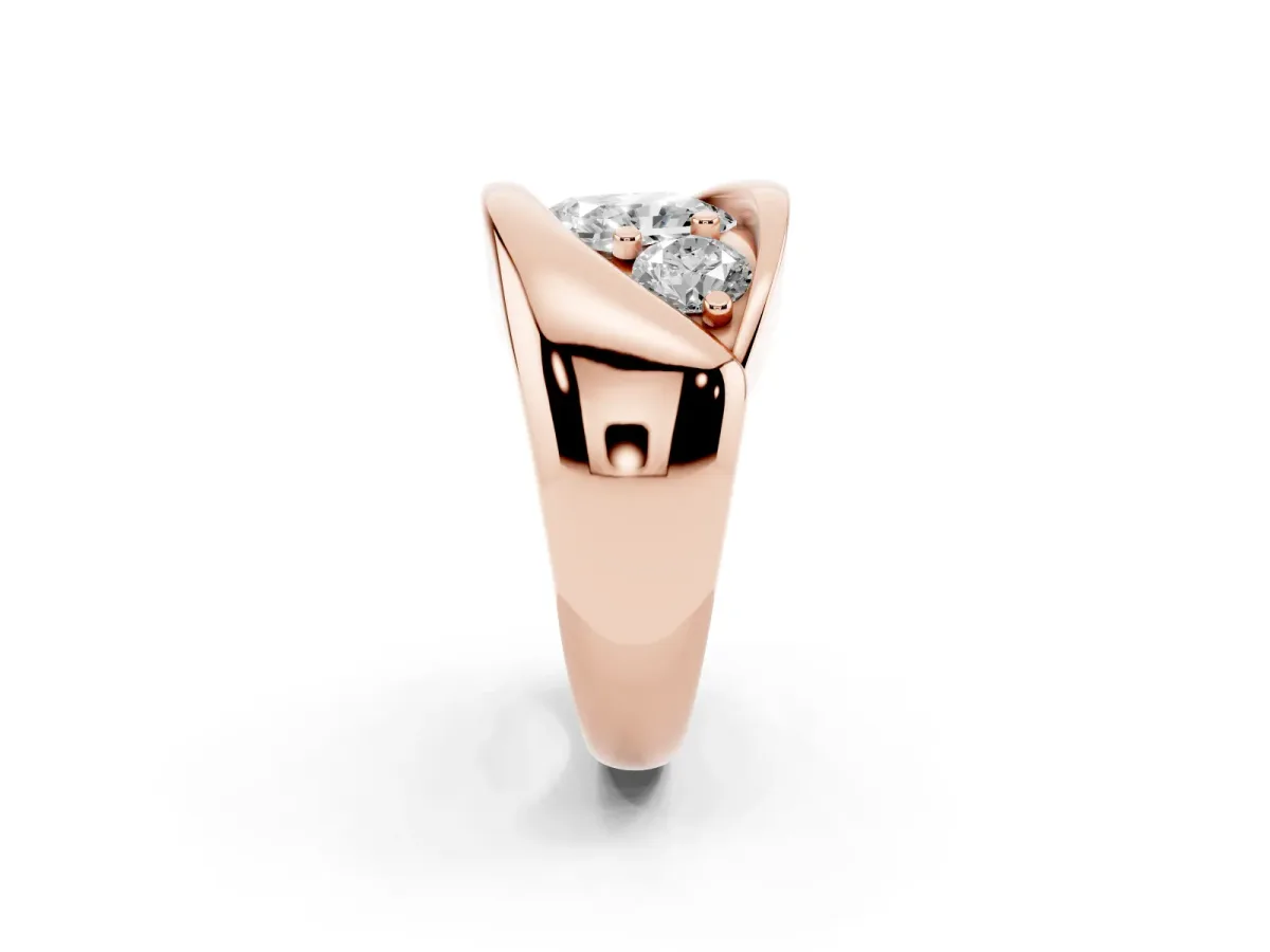 Channel Set Radiant Cut Diamond Crossover Band Rose gold