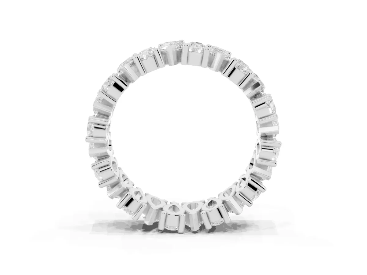 Pear Diamond Shared Prong Eternity Band Silver