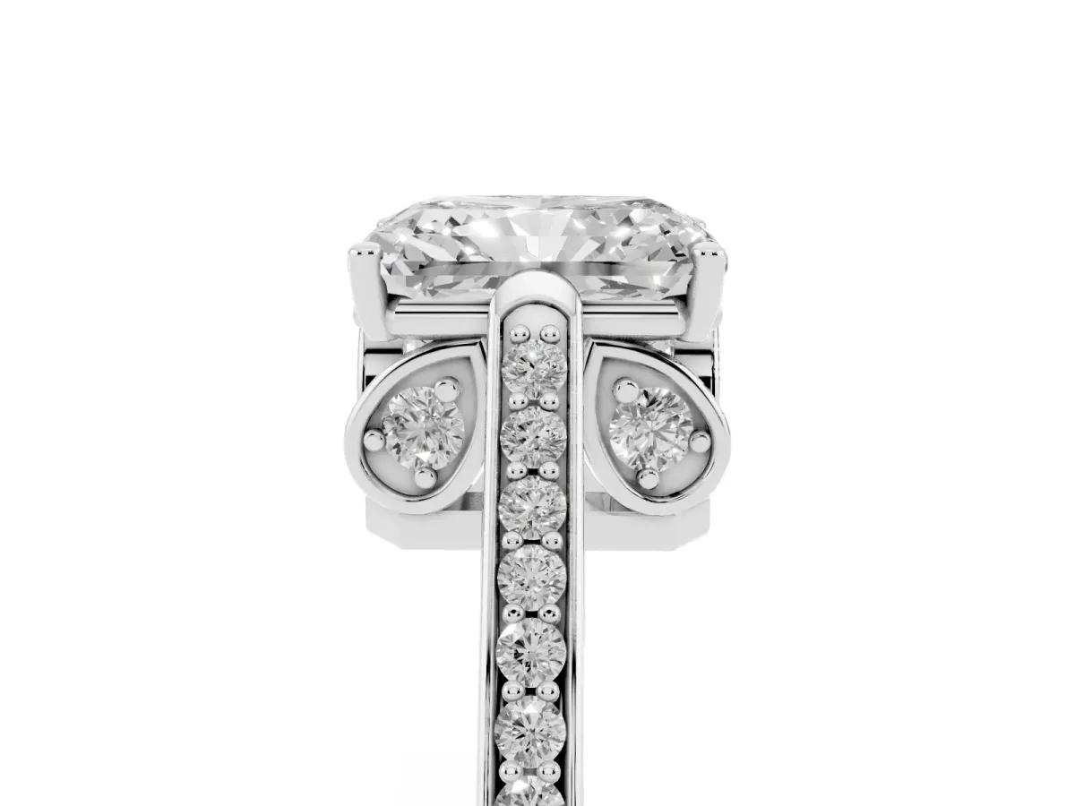 Radiant Cut Cut Cathedral Pave Diamond Engagement Ring with Six-Prong Setting Silver