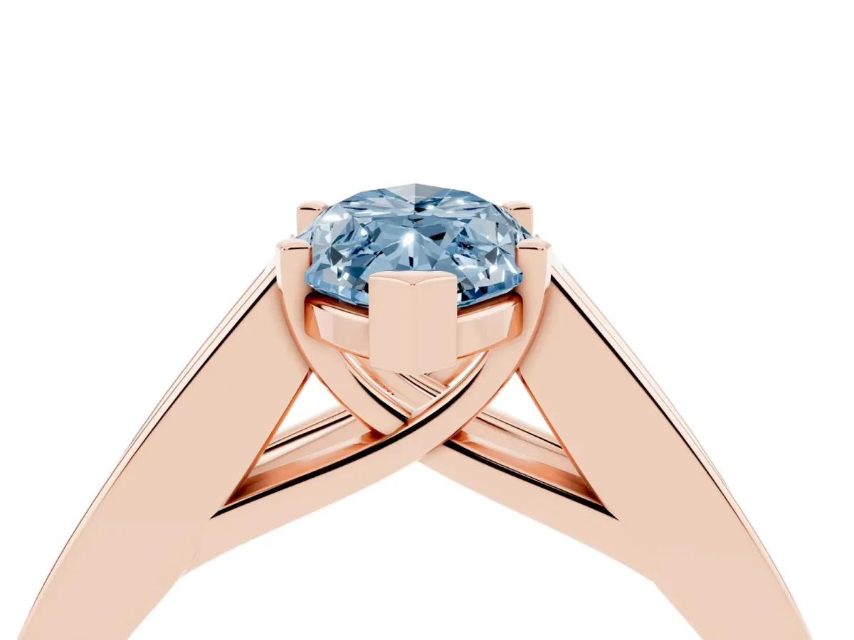 Fancy Blue Marquise Cut Cut Channel Set Solitaire Ring with Four-Prong Setting Rose gold