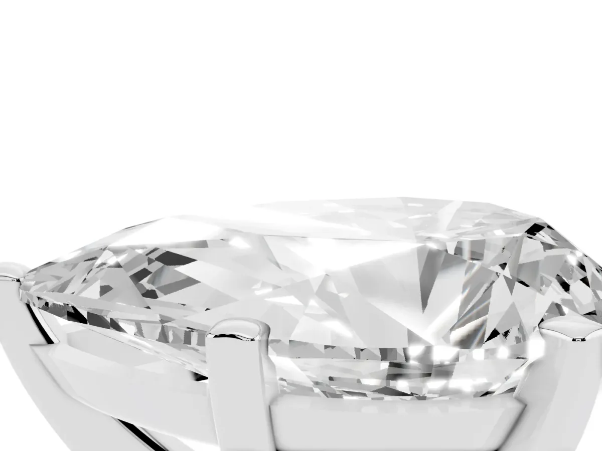 Pear Cut Diamond Solitaire Ring with Prong Setting and Classic Band White gold