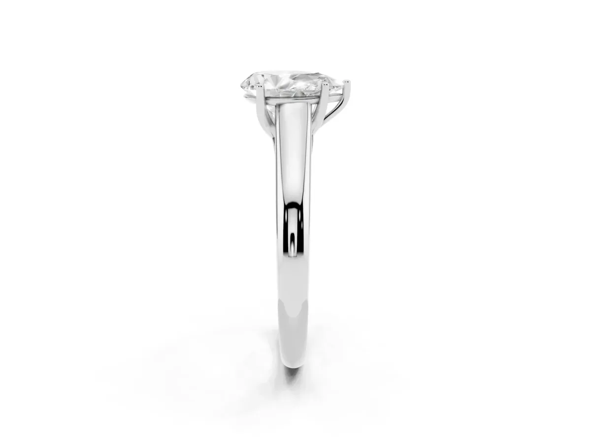 Pear Cut Solitaire Engagement Ring with Tapered Band and Four-Prong Setting White gold