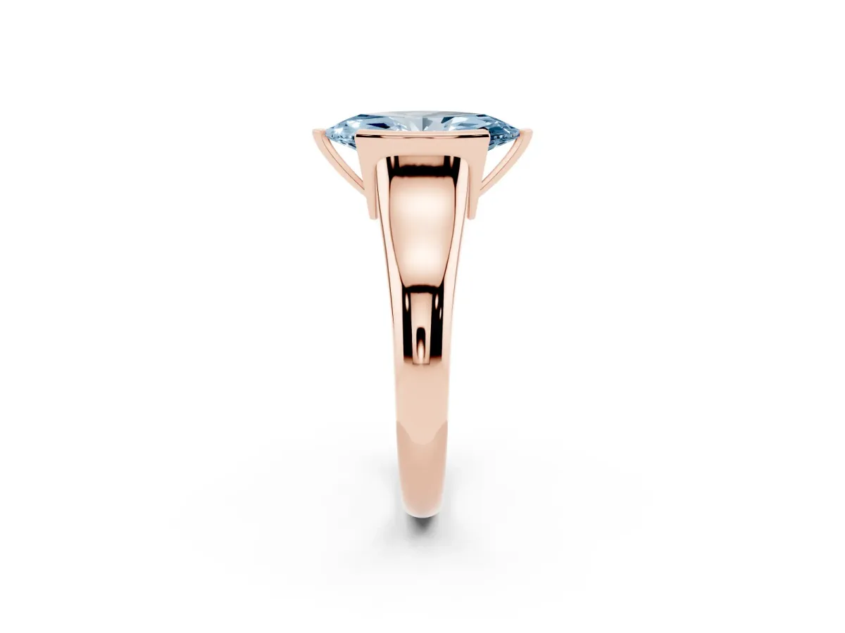 Fancy Blue Marquise Cut Solitaire Tension Set Diamond Ring with Split Shank Band Rose gold