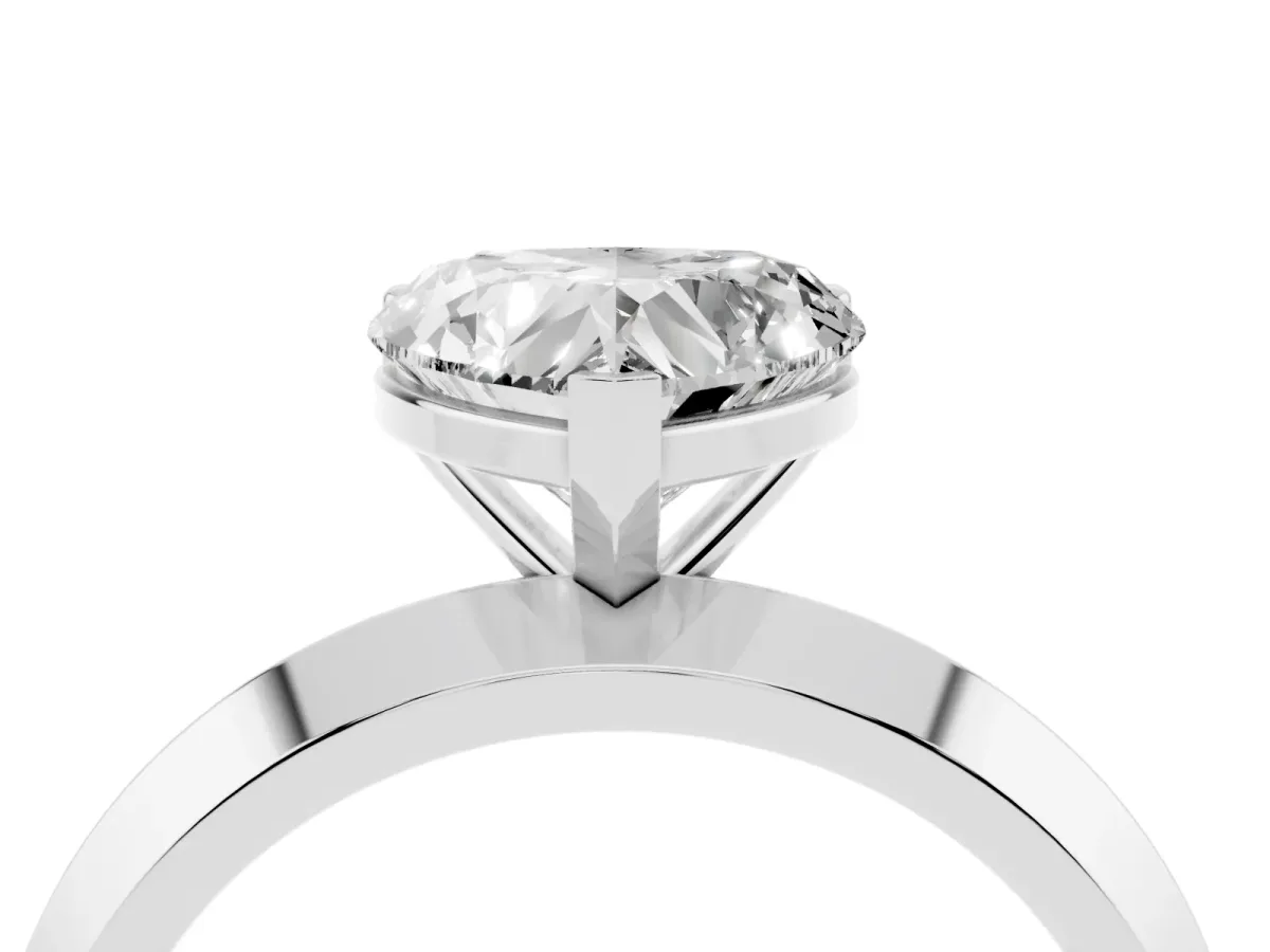 Heart Cut Cut Solitaire Engagement Ring with Flat Band and Four-Prong Setting Silver