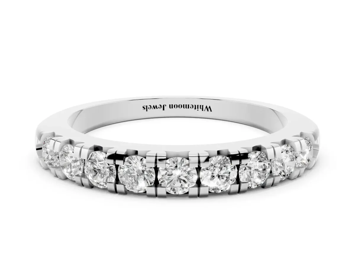 Round Diamond Half-Eternity Prong Set Band Silver