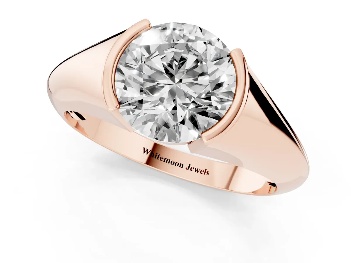 Round Cut Solitaire Tension Set Diamond Ring Rose gold