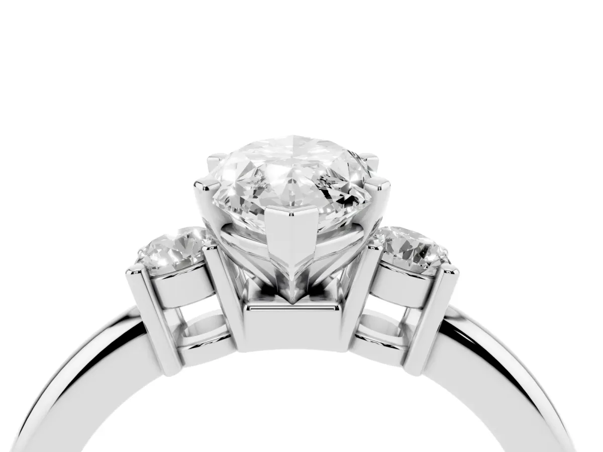 Three-Stone Marquise Cut Cut Diamond Solitaire with Prong Setting and Classic Band Silver