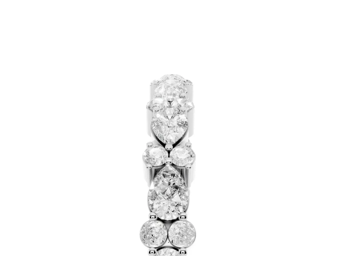Pear and Round Diamond Wedding Band Platinum