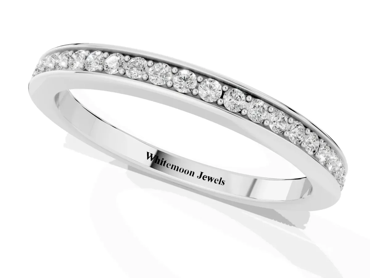 Round Diamond Eternity Band with Pavé Setting Silver