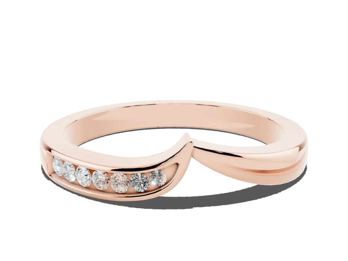 Channel Set Round Diamond Contour Band Rose gold