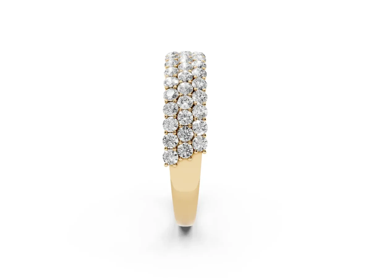 Round Diamond Checkerboard Pavé Promise Ring with Round Diamond Accents Yellow gold