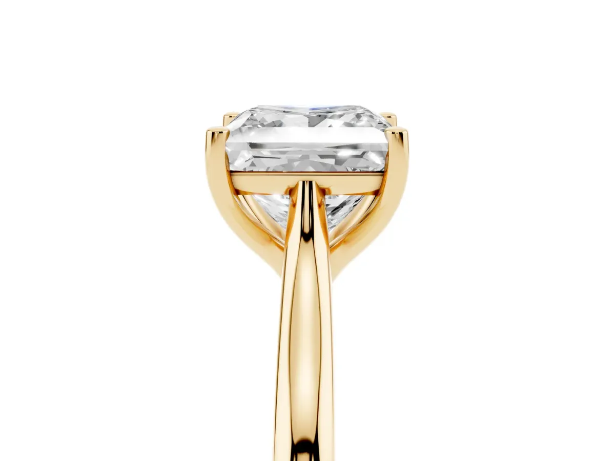 Princess Cut Cut Solitaire Ring with Cathedral Band and Four-Prong Setting Yellow gold