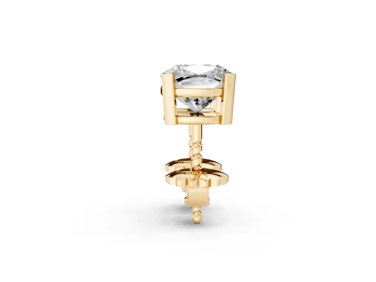 Cushion Cut Diamond Stud Earrings Yellow gold