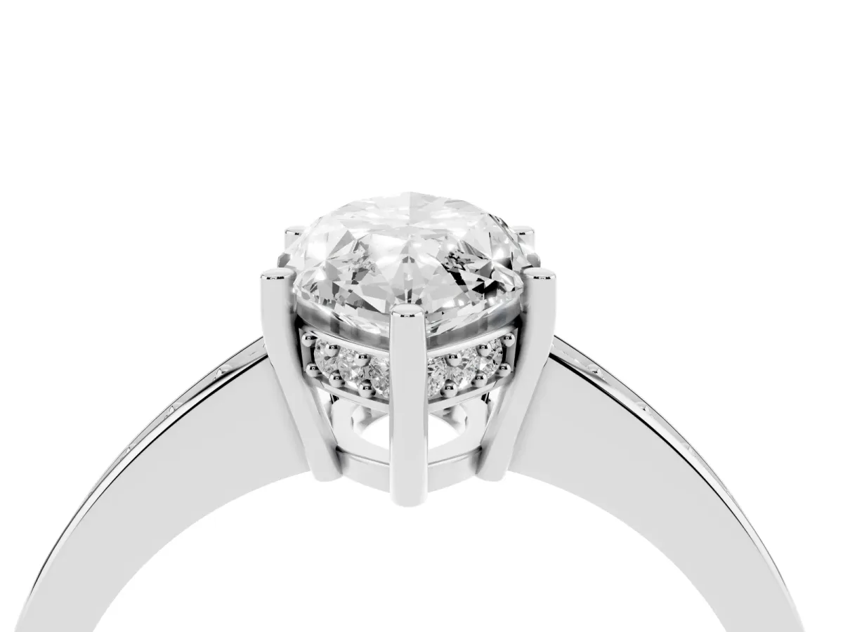 Marquise Cut Solitaire Pavé Band Prong Setting Ring Silver
