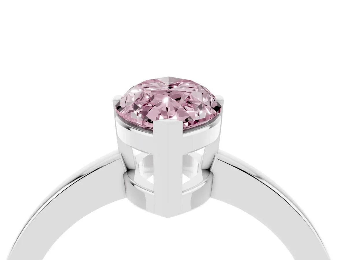 Fancy Pink Marquise Cut Cut Solitaire Ring with Four-Prong Setting and Classic Band Silver