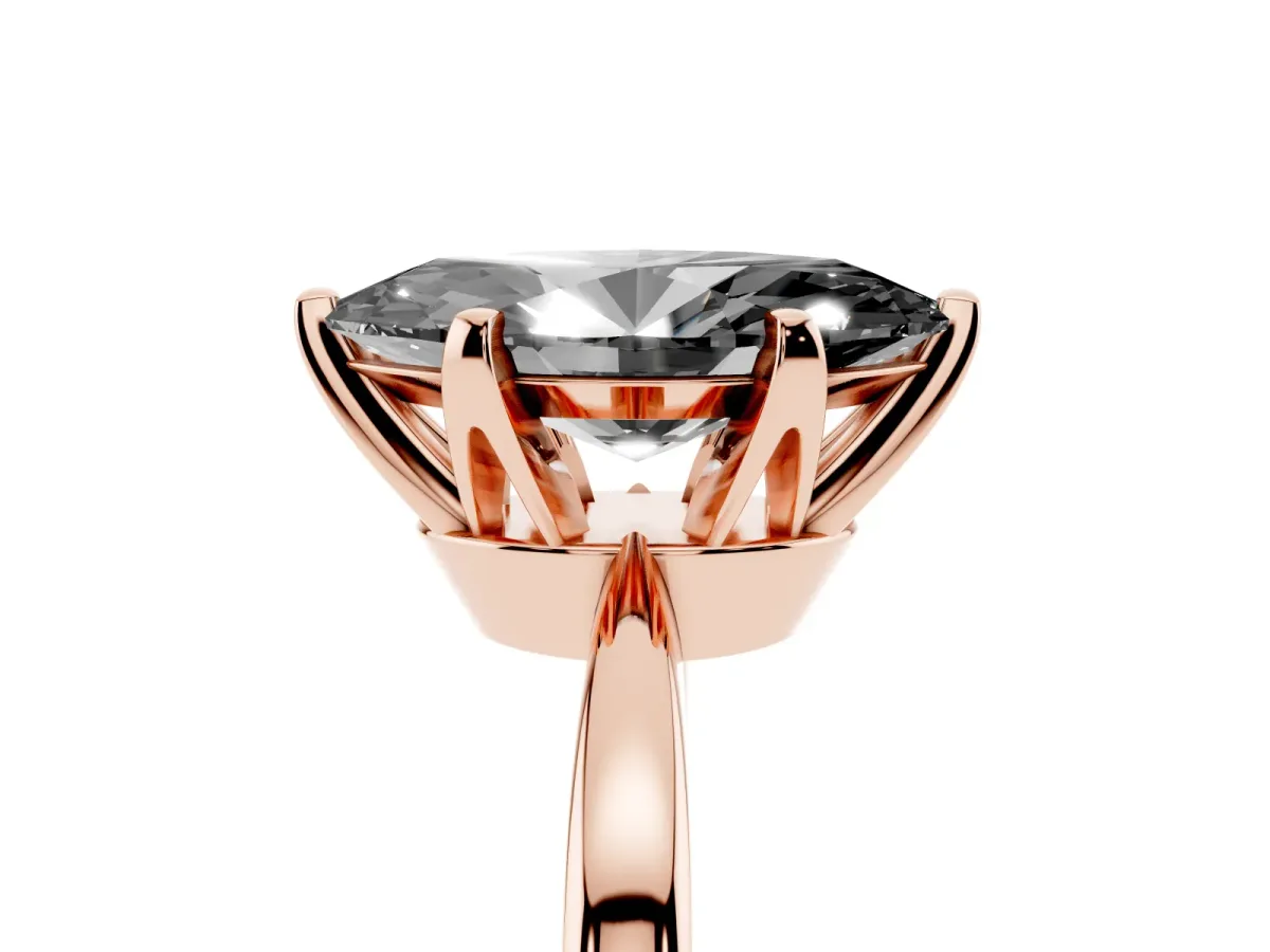Fancy Black Marquise Cut Solitaire Engagement Ring with Six-Prong Setting and Tapered Band Rose gold