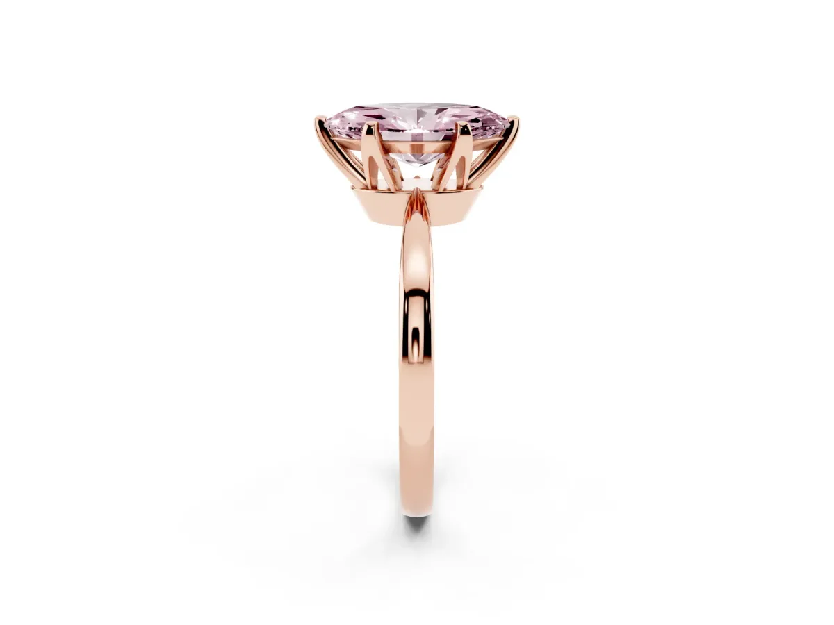Fancy Pink Marquise Cut Solitaire Engagement Ring with Six-Prong Setting and Tapered Band Rose gold