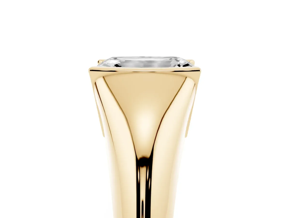 Emerald Cut Solitaire Tension Set Diamond Ring Yellow gold