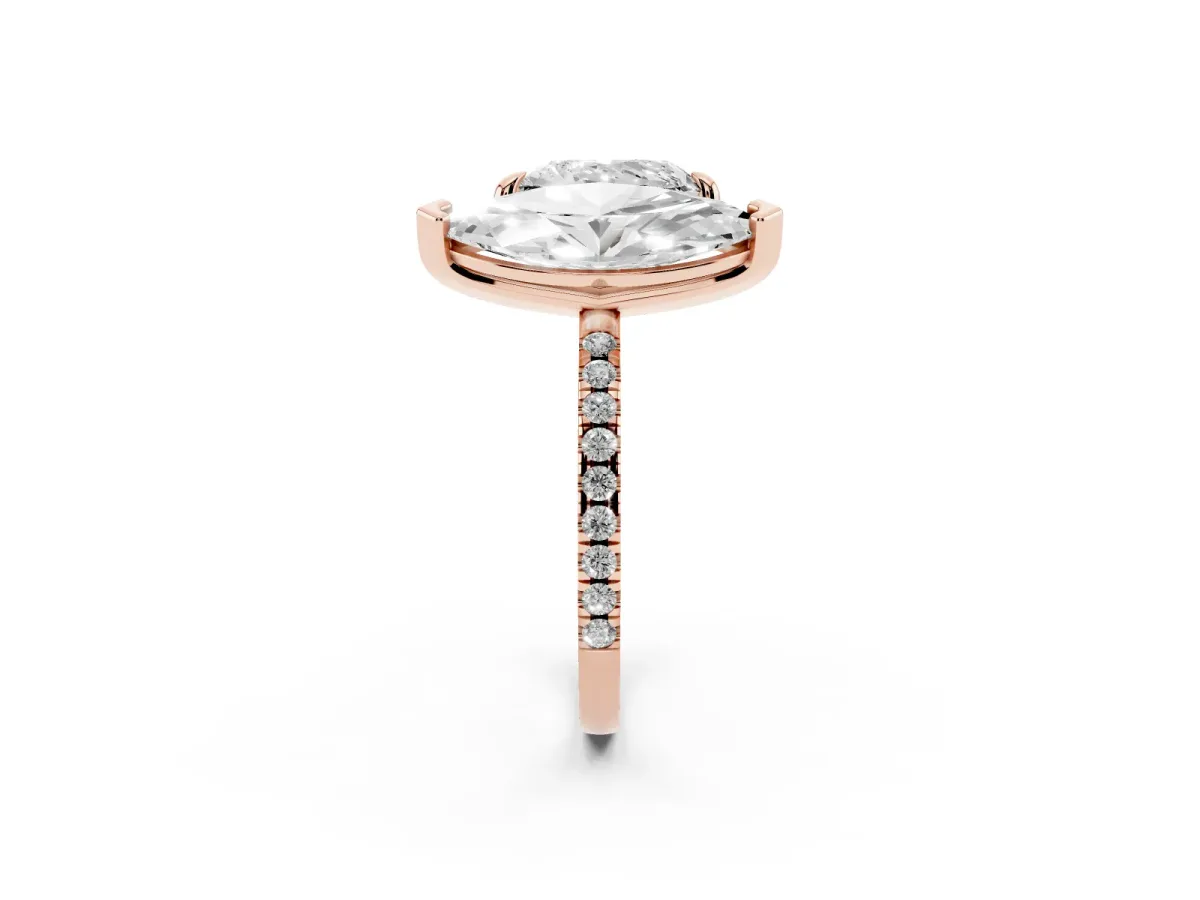 Heart and Marquise Toi Moi Ring with Prong Setting and Pave Band Rose gold