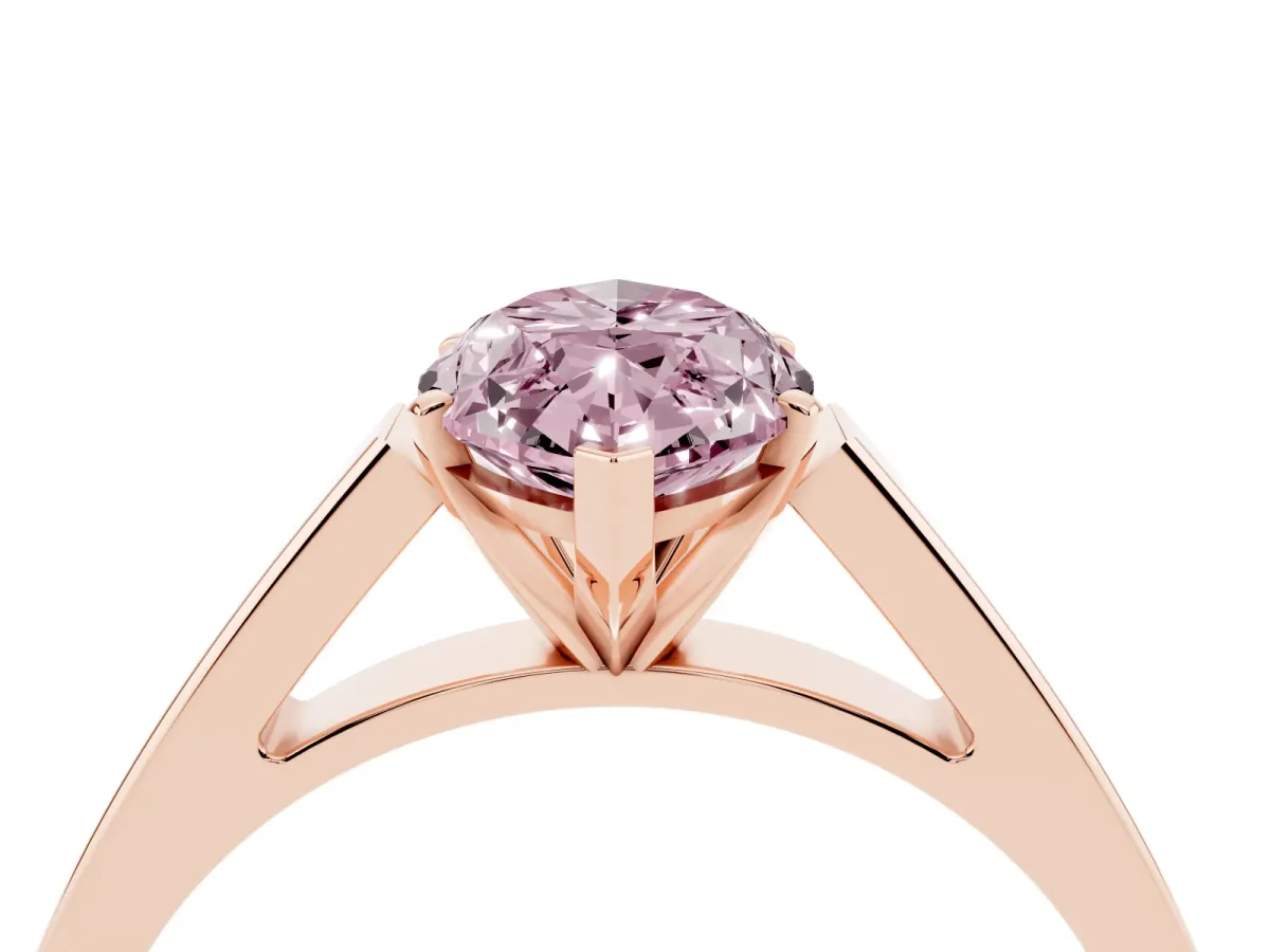 Fancy Pink Marquise Cut Solitaire Engagement Ring with Four-Prong Setting and Tapered Band Rose gold