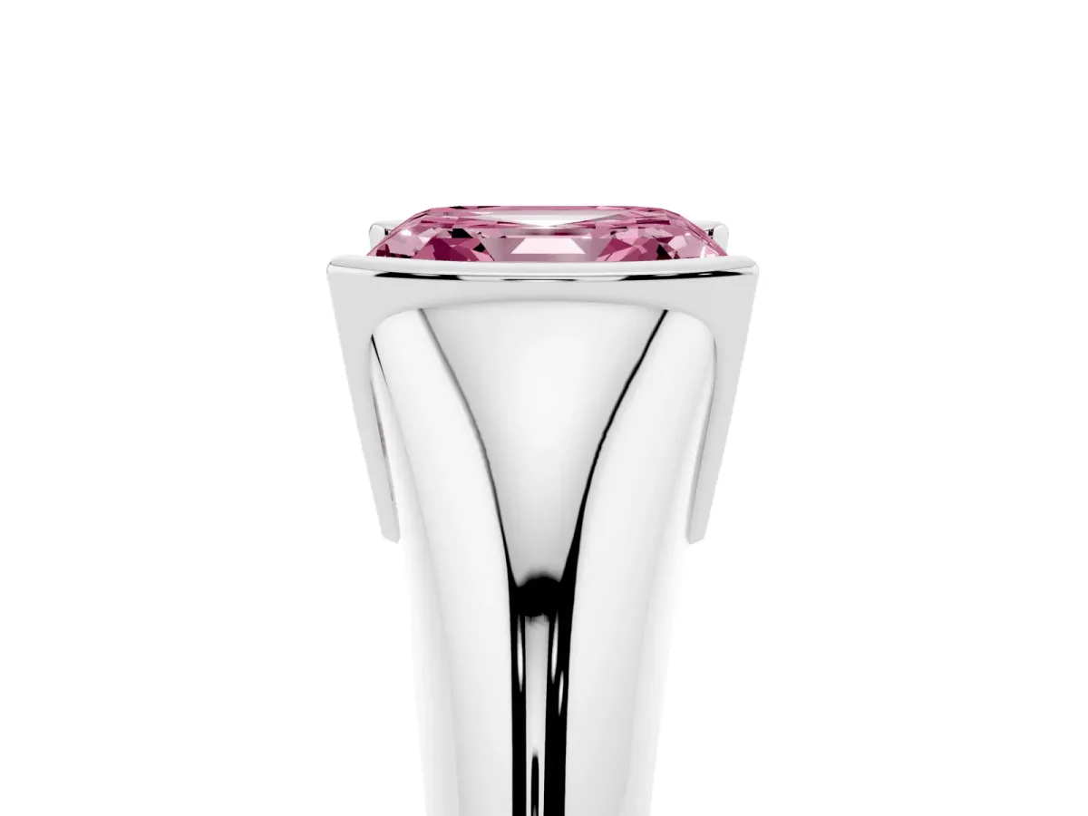 Fancy Pink Asscher Cut Solitaire Tension Set Diamond Ring Platinum