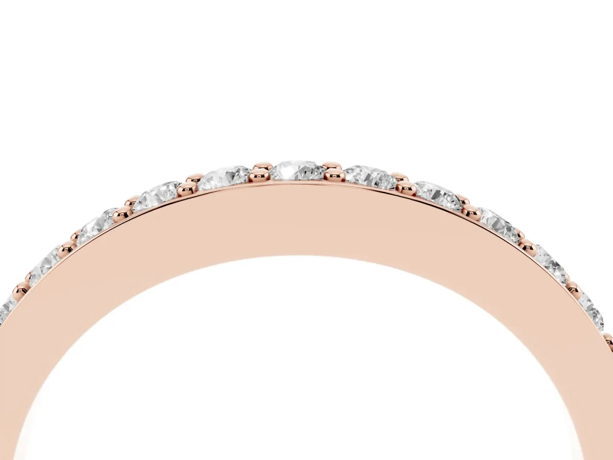 Round Diamond Pavé Set Curved Eternity Band Rose gold