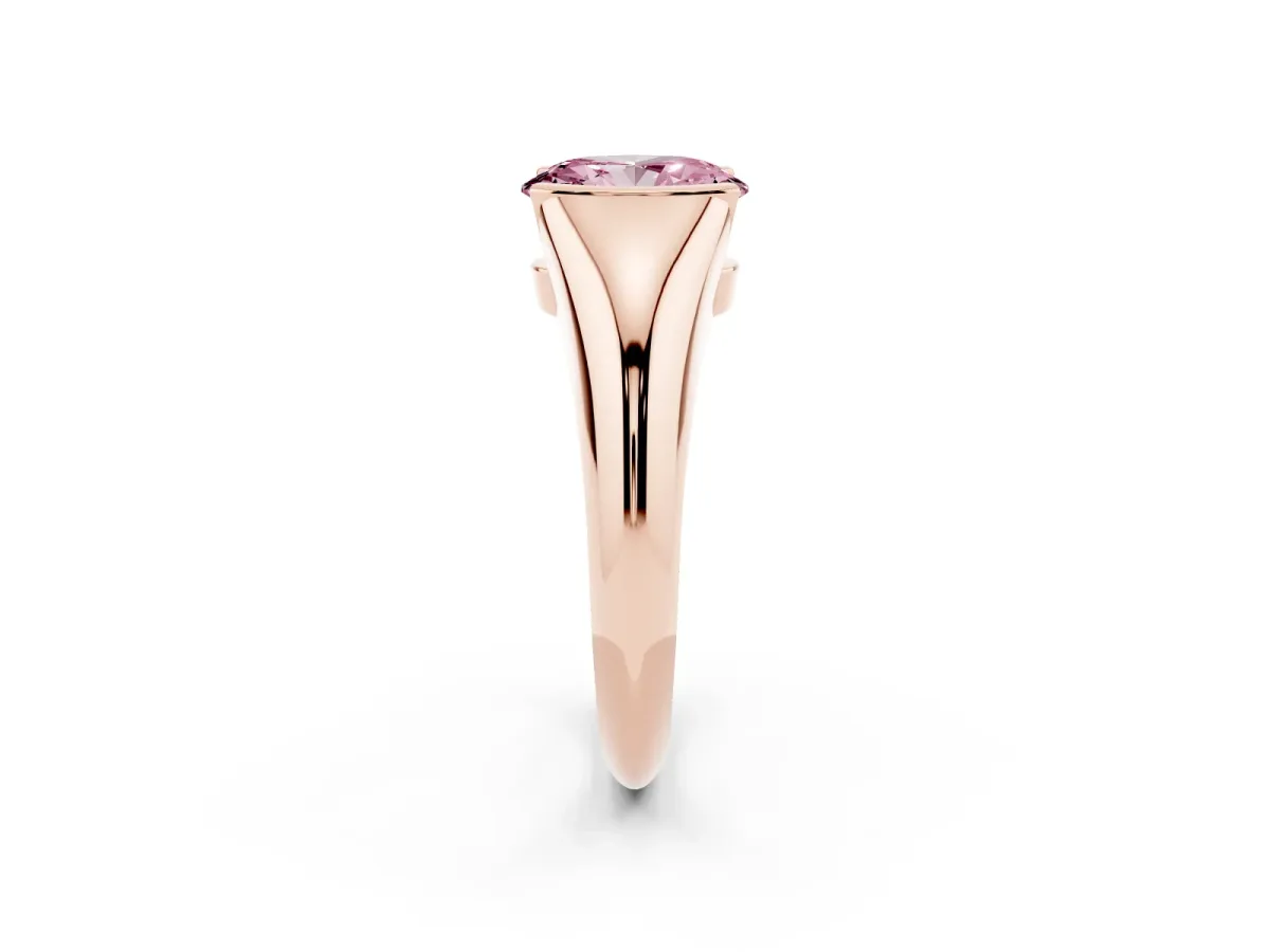 Fancy Pink Oval Cut Solitaire Tension Set Diamond Ring Rose gold