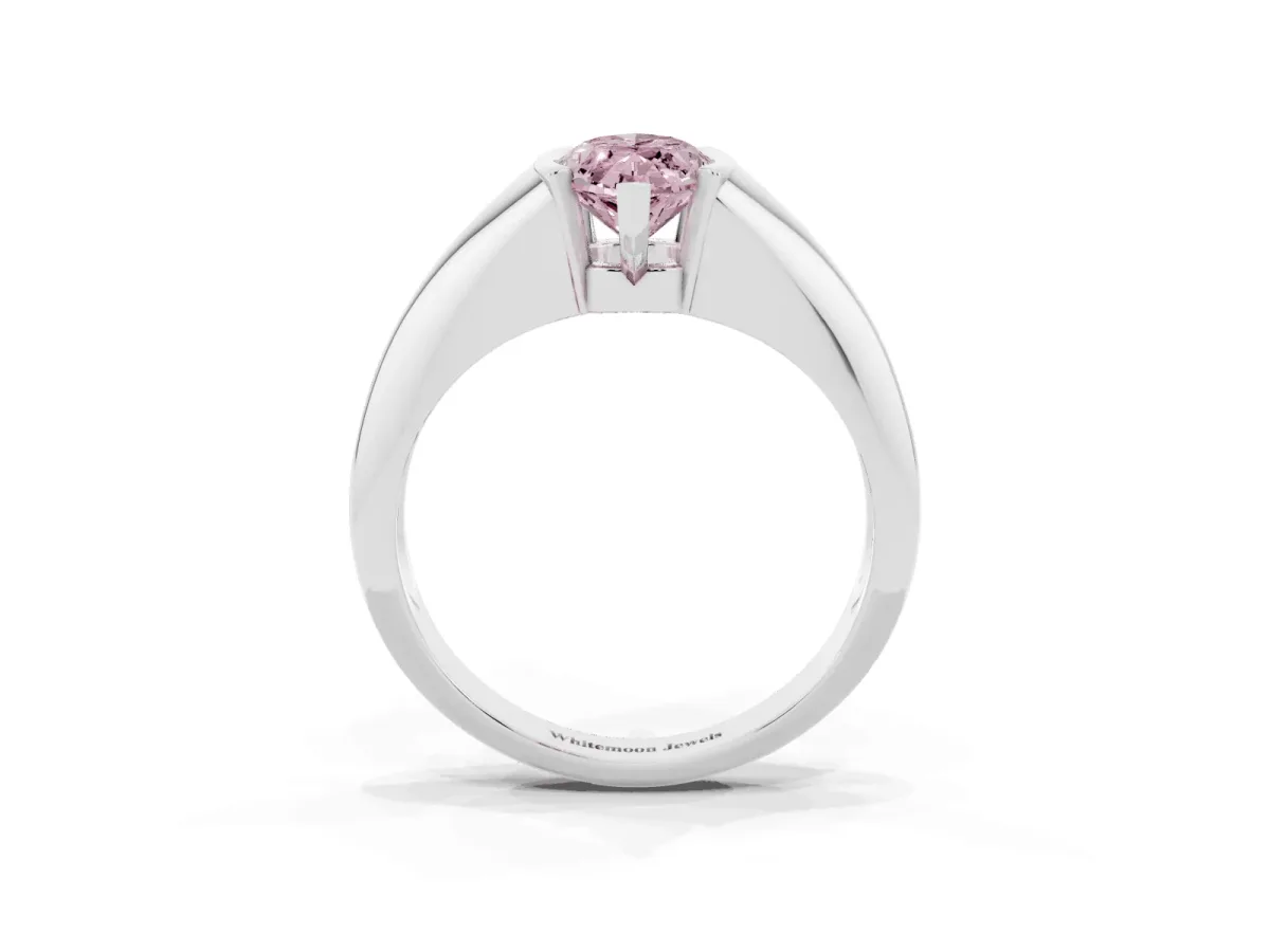 Fancy Pink Marquise Cut Solitaire Tension Set Diamond Ring Silver