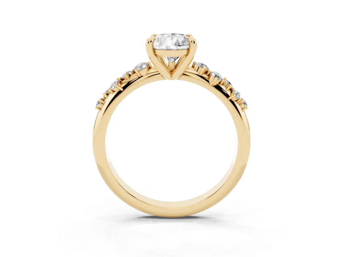 Pear Cut Cut Diamond Vine Band with Four-Prong Setting Yellow gold