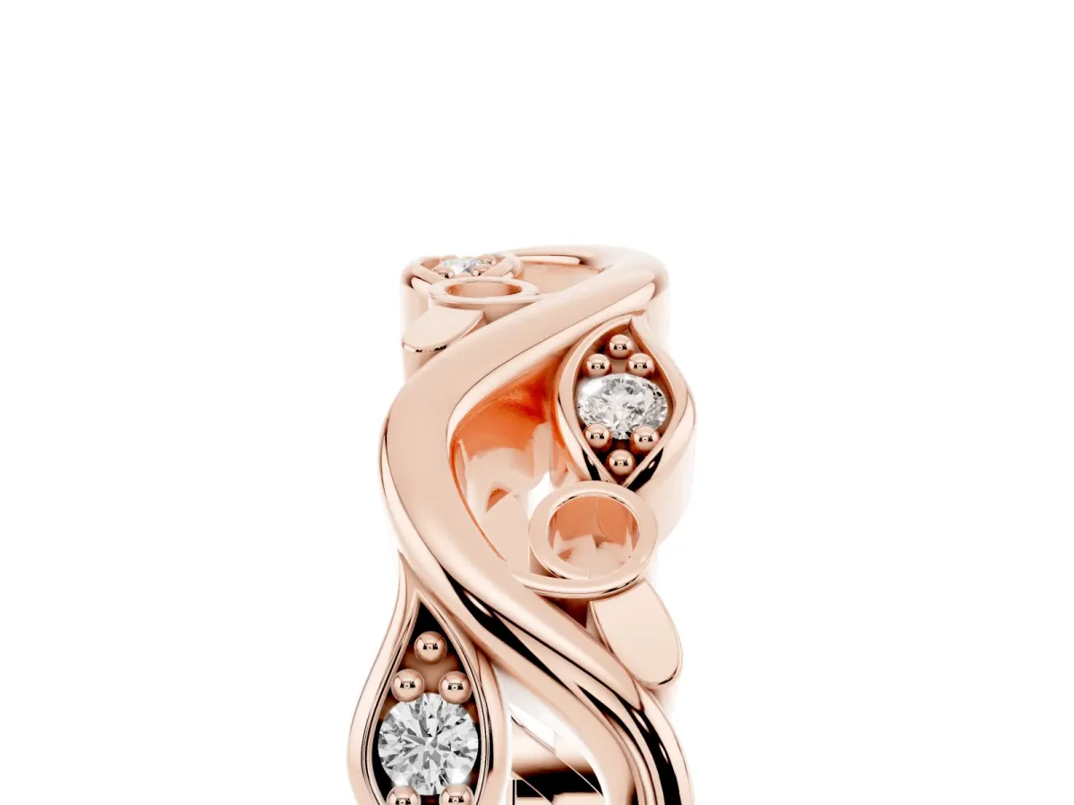 Marquise Diamond Vine Eternity Band with Bezel Setting Rose gold