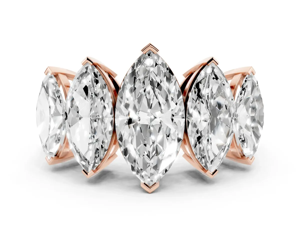 Five-Stone Marquise Diamond Prong Set Band Rose gold